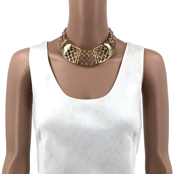 Egyptian style Collar Necklace Gold Tone Adjustable Length Statement - Picture 3 of 3